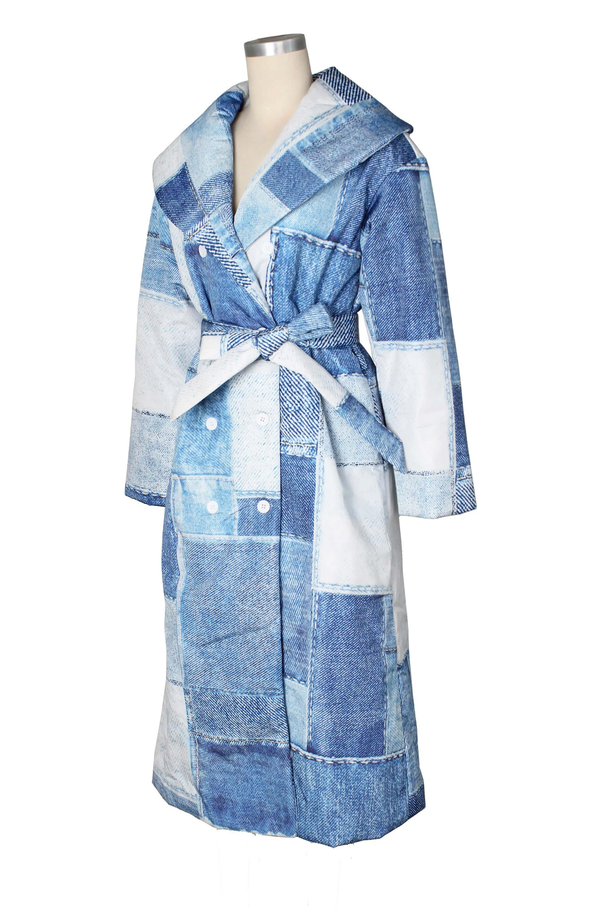 Denim Trench Puffer Coat Lavish Daily