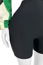 Colorblock Zip-Up Long Sleeve Top & Shorts Set Lavish Daily