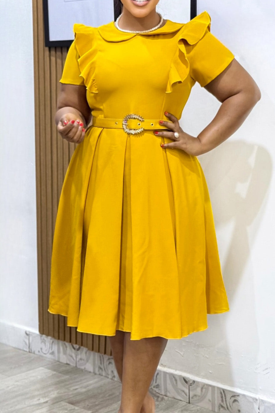 Solid Color Puff Sleeve Babydoll Flare Dress Lavish Daily