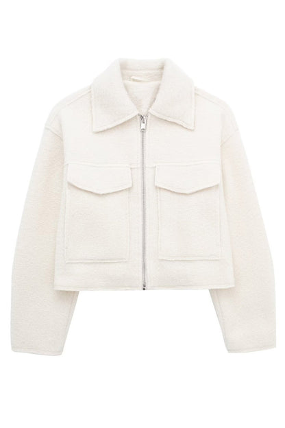 Tweed Cropped Zip Up Jacket Lavish Daily