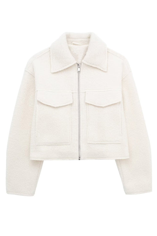 Tweed Cropped Zip Up Jacket Lavish Daily