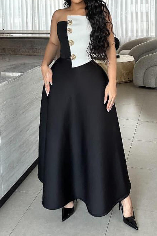 Colorblock Tube Top and A-Line Skirt Set Lavish Daily