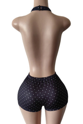 Polka Dot Cutout Romper Lavish Daily