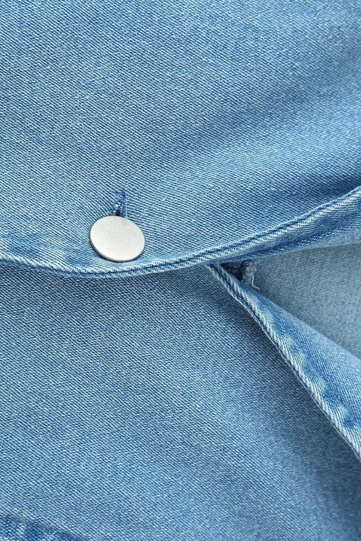 Slim Light Blue Denim Button Maxi Dress Lavish Daily