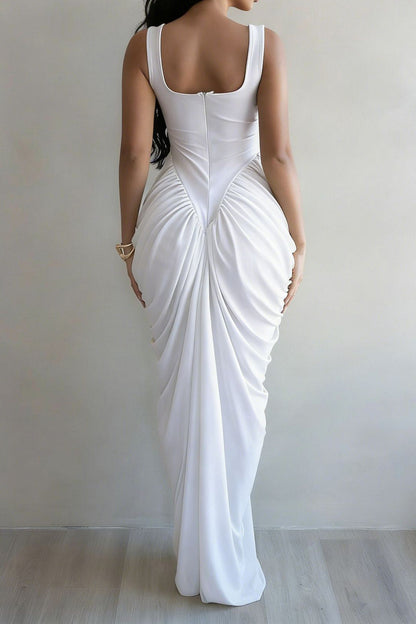 Draped V-Waist Chiffon Maxi Dress Lavish Daily