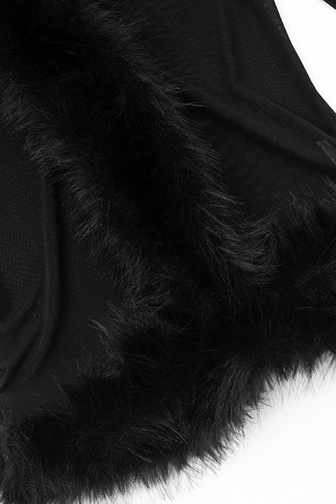 Fur Patchwork Mesh Cardigan LavishDaily