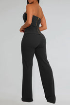 Strapless Gold Button Top & Fitted Pants Set Lavish Daily