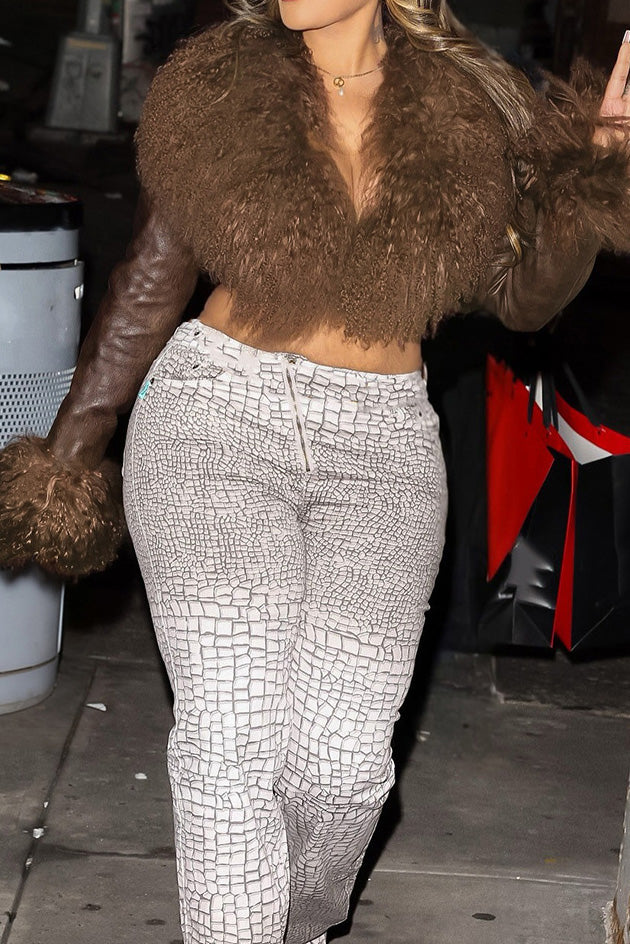 Faux Fur Trim Fringe Faux Leather Jacket Lavish Daily