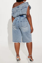 Strapless Off-Shoulder Slim Denim Jumpsuit Lavish Daily