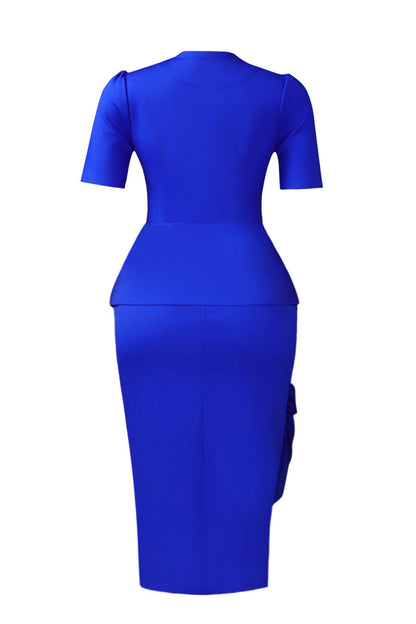 Asymmetrical Button Peplum Skirt Set Lavish Daily