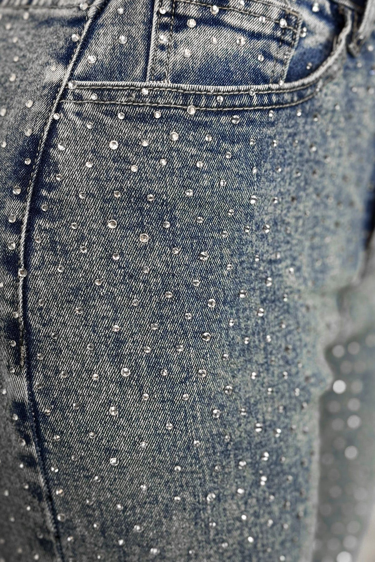 Rhinestone Skinny Raw Hem Jeans Lavish Daily