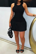 Sleeveless Round Neck Pleated Mini Dress Lavish Daily