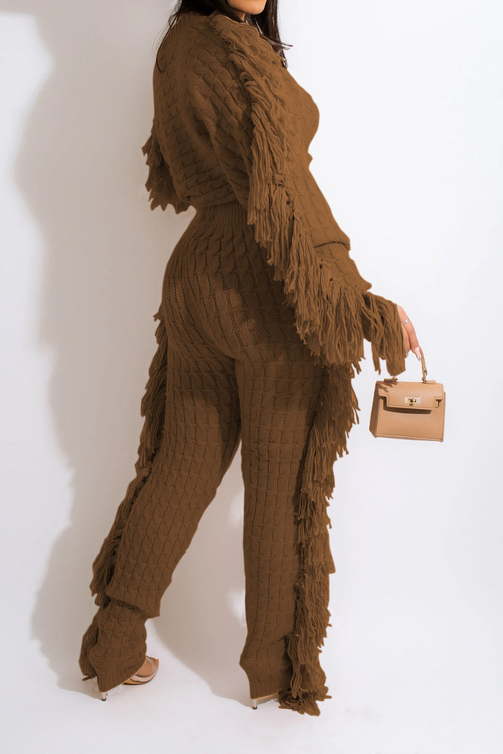Knit Fringe Pants Set Lavish Daily