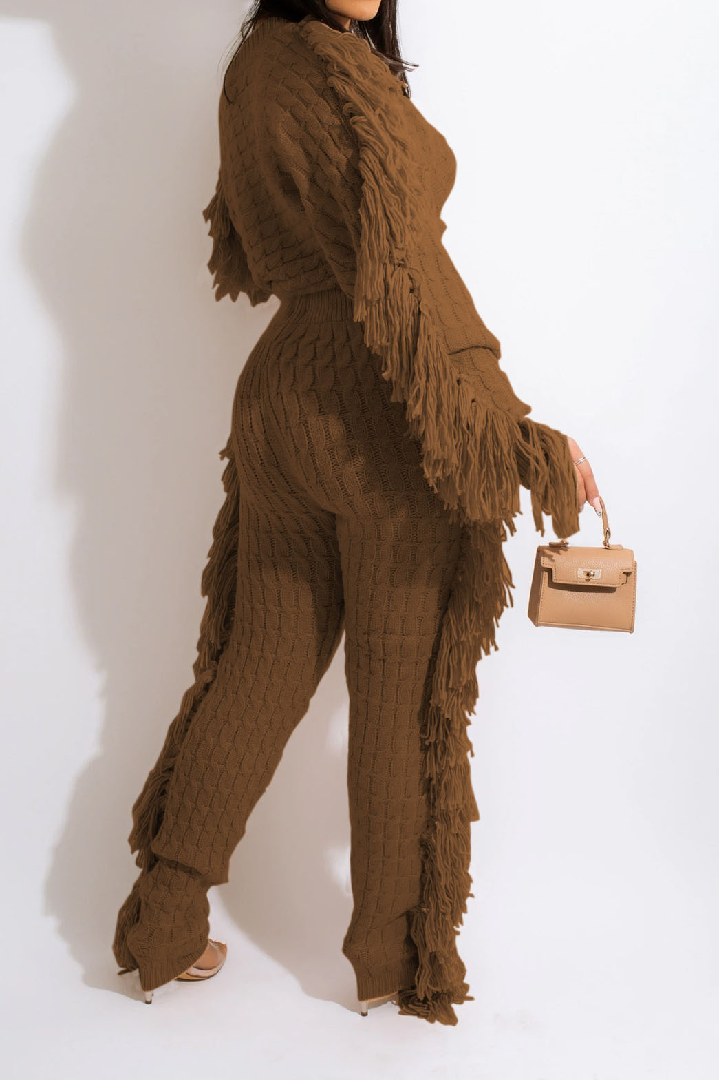 Knit Fringe Pants Set Lavish Daily