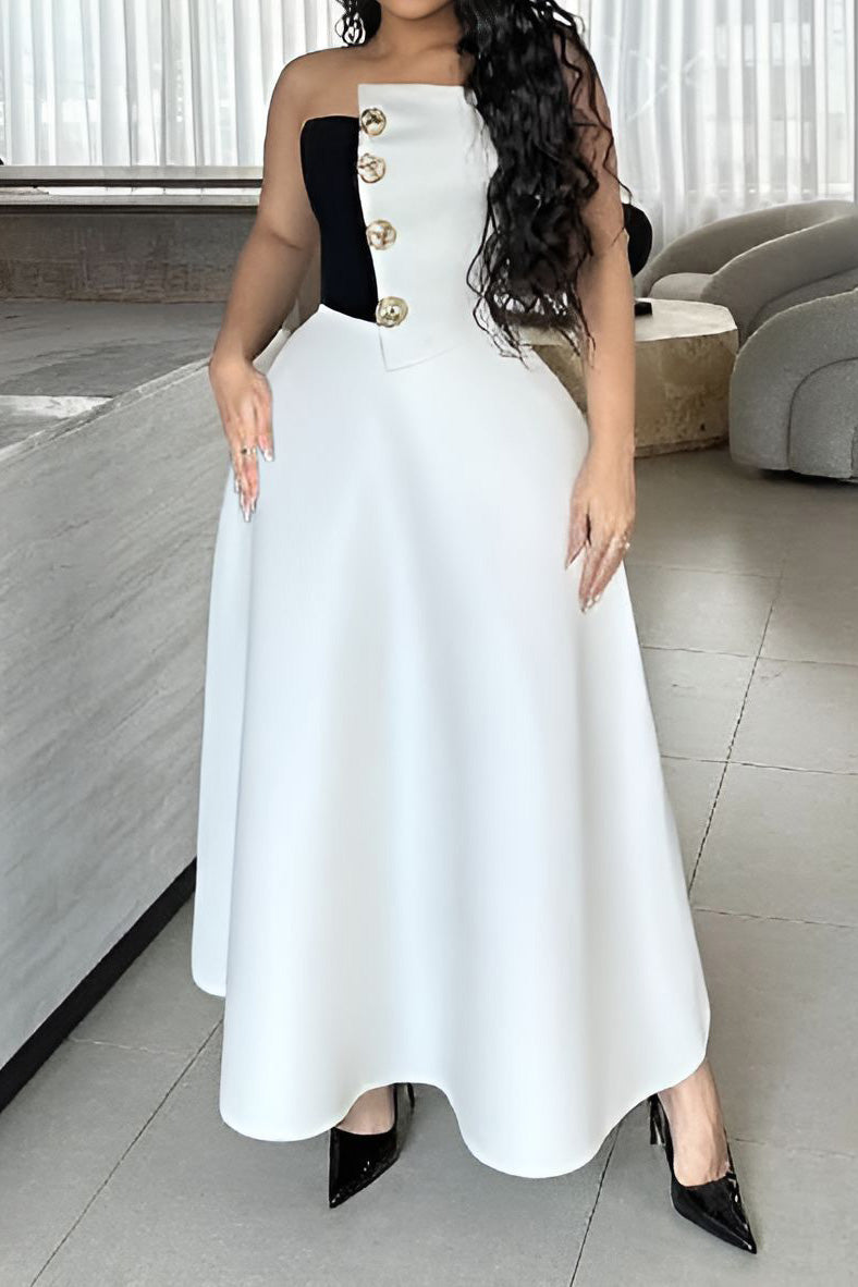 Colorblock Tube Top and A-Line Skirt Set Lavish Daily