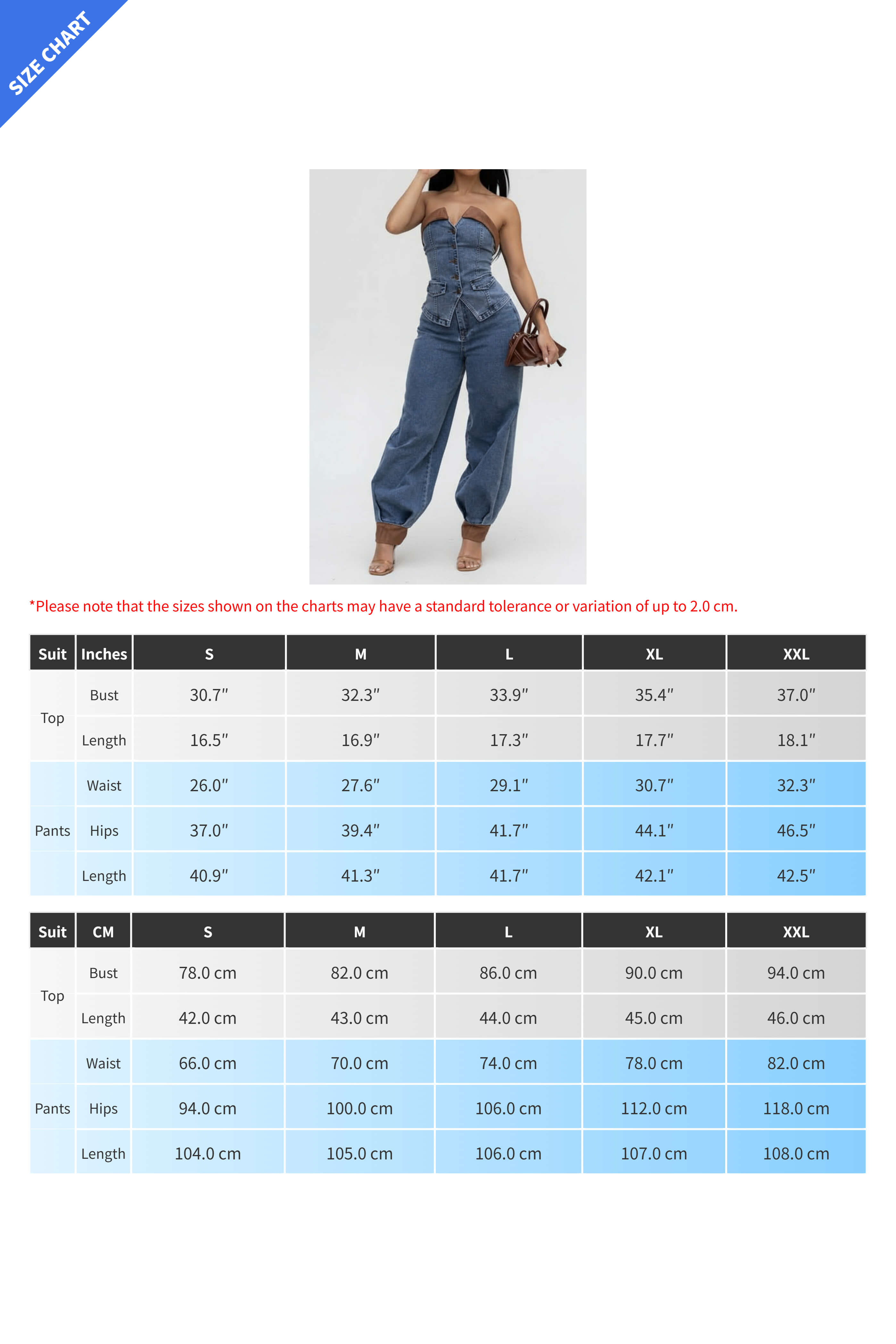 Strapless Stretch Denim Two-Piece Set Lavish Daily