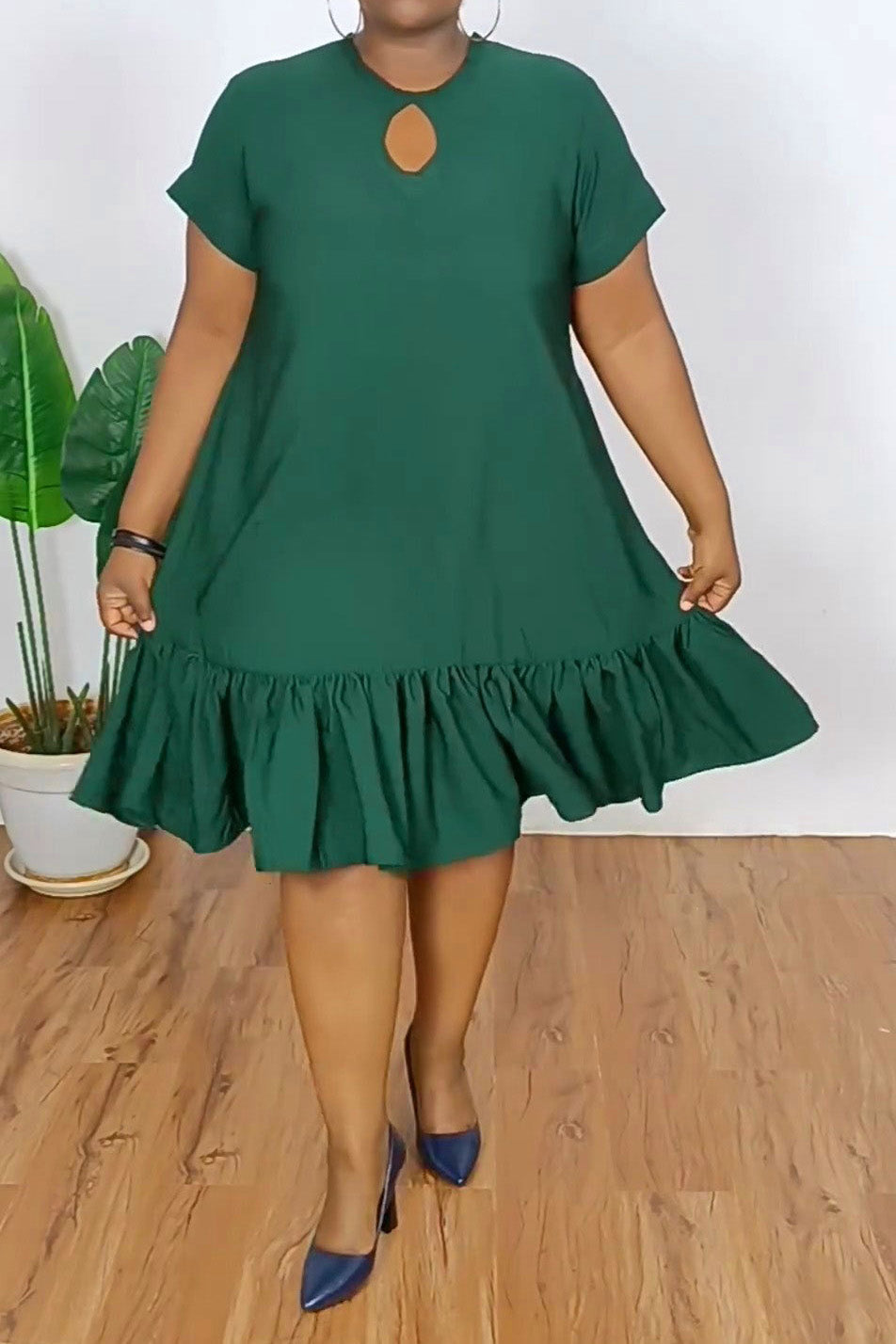 Plus Size Ruffle Hem Loose Dress Lavish Daily