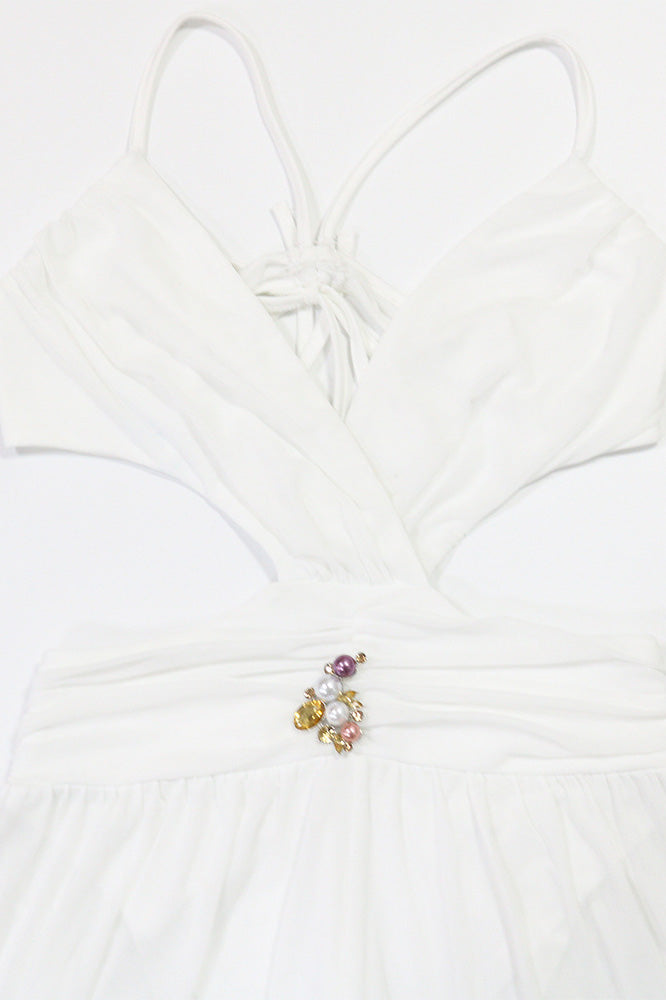 V-Neck Backless Sheer Jumpsuit Lavish Daily