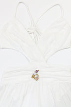 V-Neck Backless Sheer Jumpsuit Lavish Daily