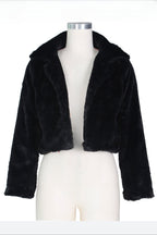 Faux Leather Lapel Short Jacket Lavish Daily