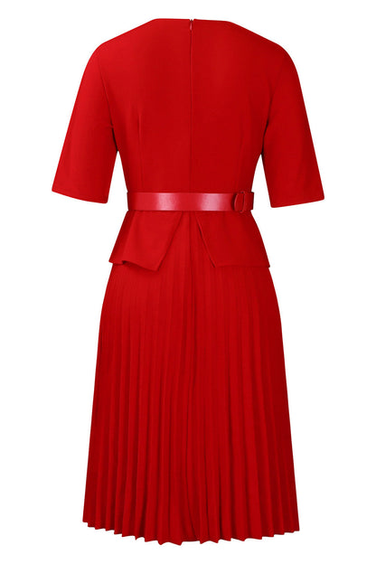 Elegant V-Neck Pleated Dress Lavish Daily