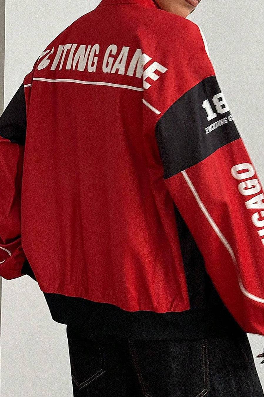 Letter Print Zip Up Moto Jacket Lavish Daily