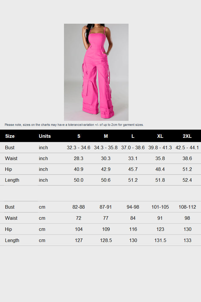 Spaghetti Strap Cargo Jumpsuit Lavish Daily