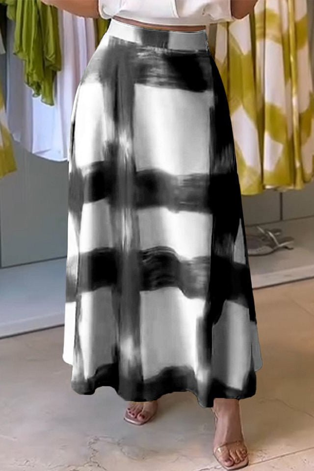 Plaid Print A-Line Long Skirt Lavish Daily