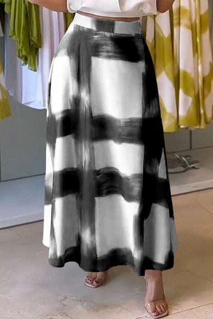 Plaid Print A-Line Long Skirt Lavish Daily