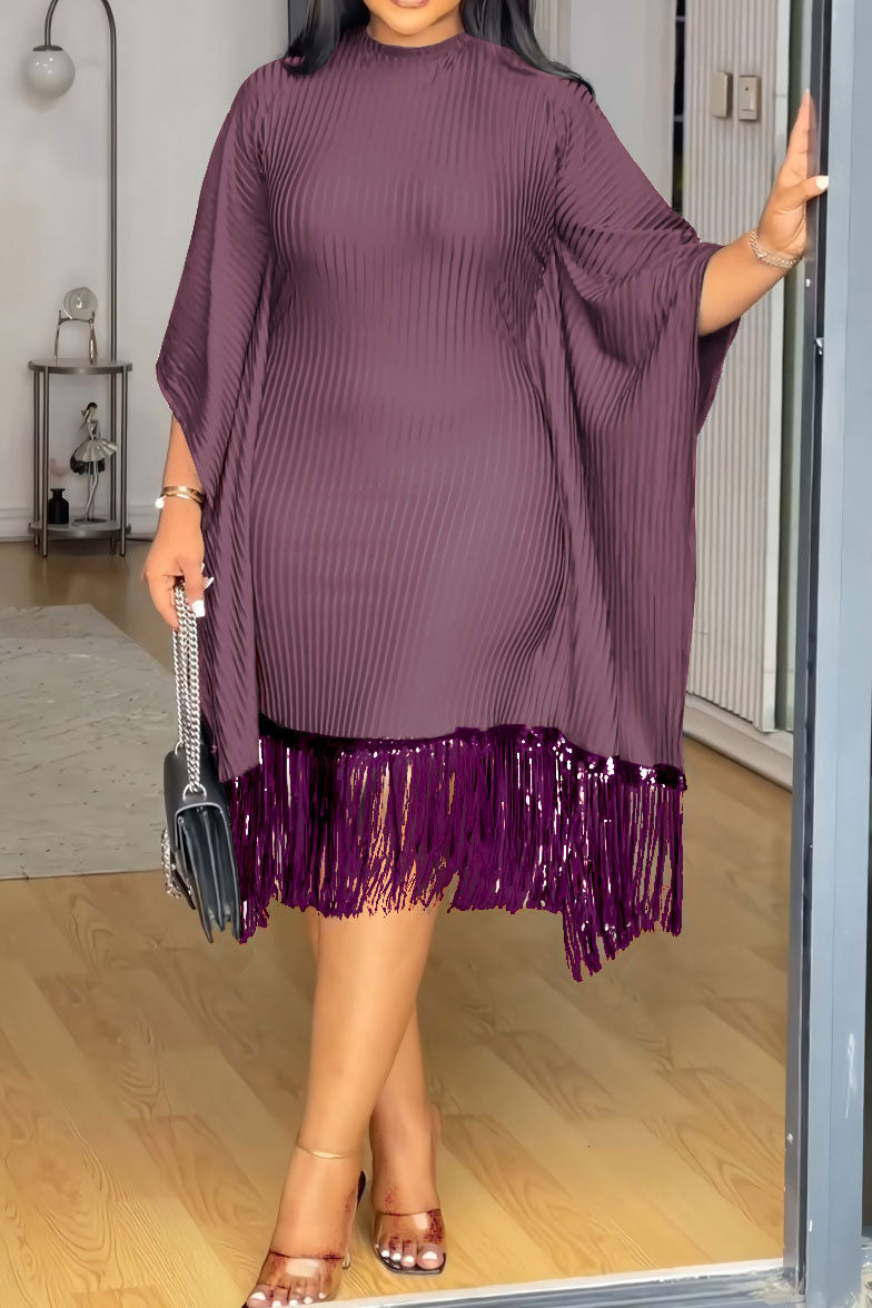 Fringe Combo Dress Lavish Daily