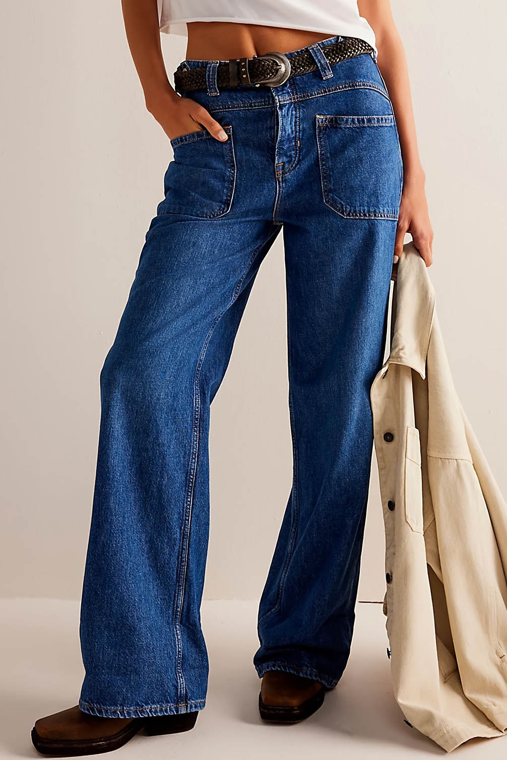 Washed Wide Leg Cuffed Jeans Lavish Daily