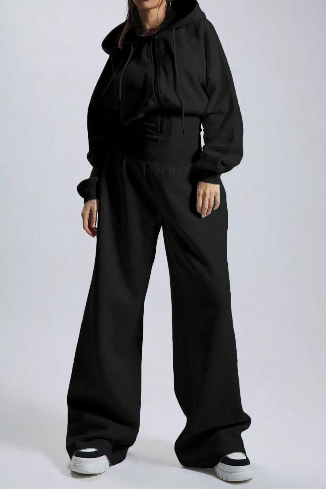 Hooded Drawstring Wide Leg Jumpsuit Lavish Daily
