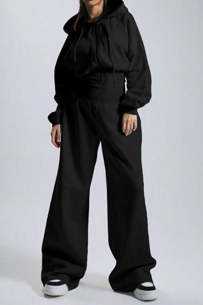 Hooded Drawstring Wide Leg Jumpsuit Lavish Daily