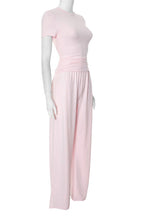 Casual Solid Round-Neck Short Sleeve Set Lavish Daily