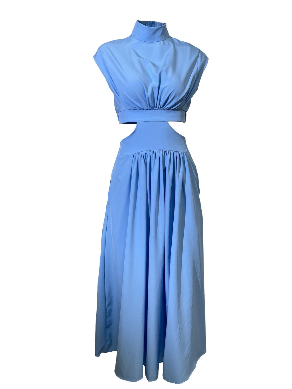 Mock Neck Cut Out Pleated Maxi Dress Lavish Daily