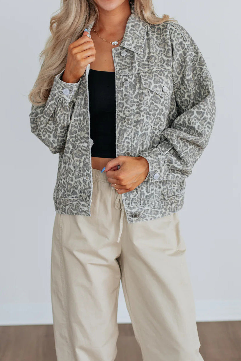 Loose Washed Printed Denim Jacket Lavish Daily