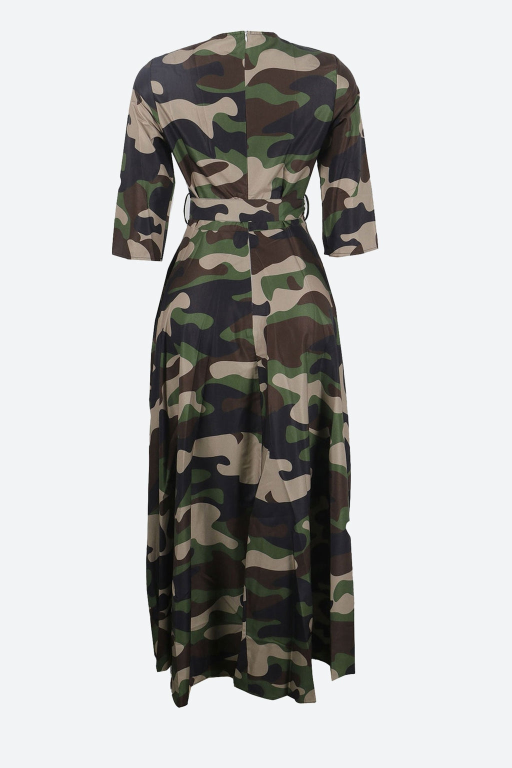 Print Crew Neck Half Sleeve Belted Dress Lavish Daily