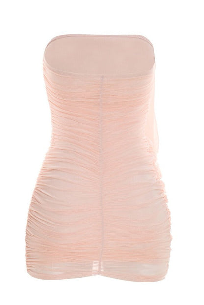 Strapless Draped Ruched Mini Dress LavishDaily