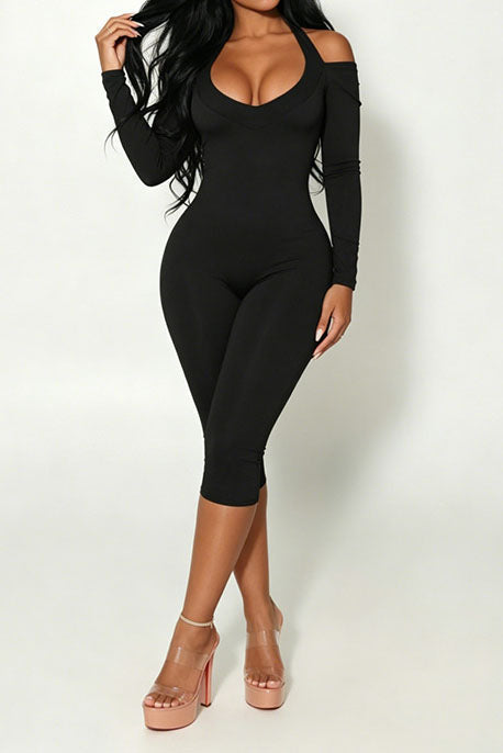 Snake-Print Halter Capri Jumpsuit Lavish Daily
