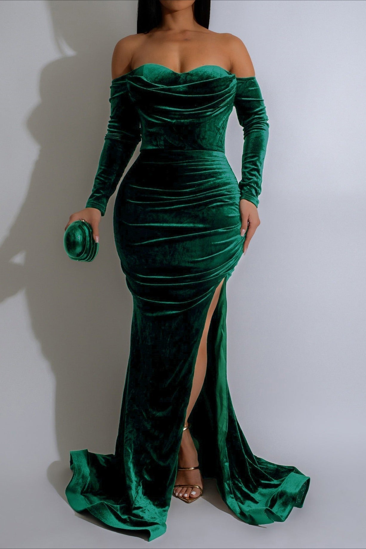 Elegant Off-Shoulder Velvet Dress Lavish Daily