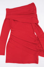 One-Shoulder Lapel Mini Dress Lavish Daily