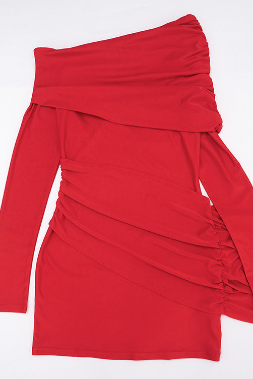 One-Shoulder Lapel Mini Dress Lavish Daily