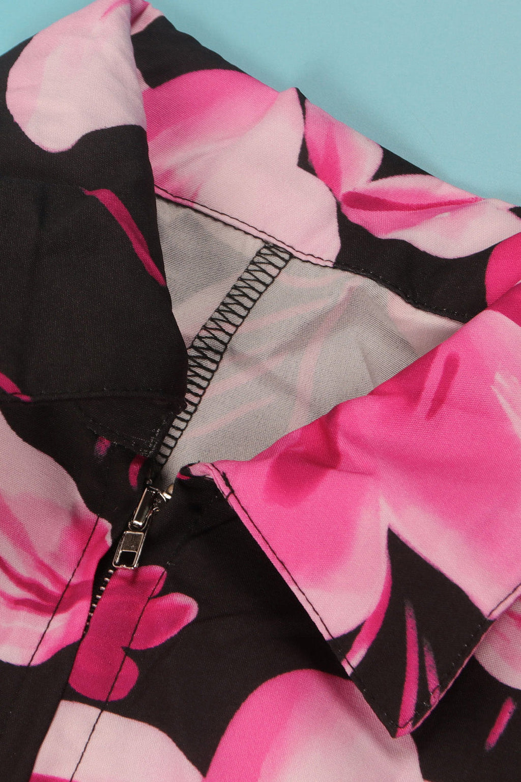 Floral V-Neck Short Sleeve Zip Dress Lavish Daily