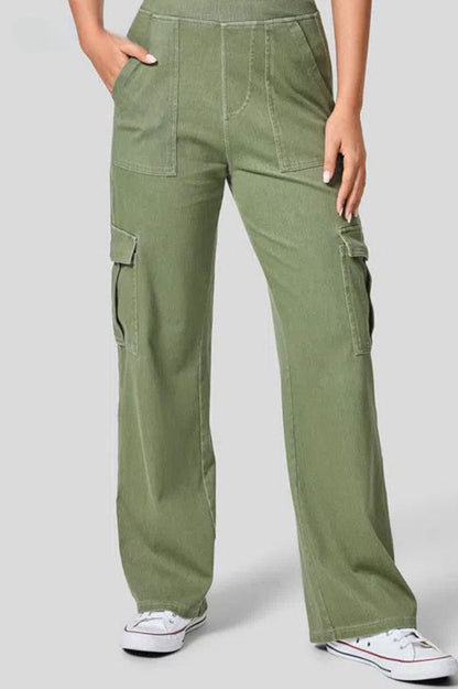 High Rise Wide Leg Cargo Jeans Lavish Daily
