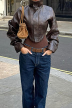 Cropped Faux Leather Jacket Lavish Daily