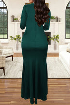 Long Sleeve Rhinestone Turtleneck Maxi Dress Lavish Daily