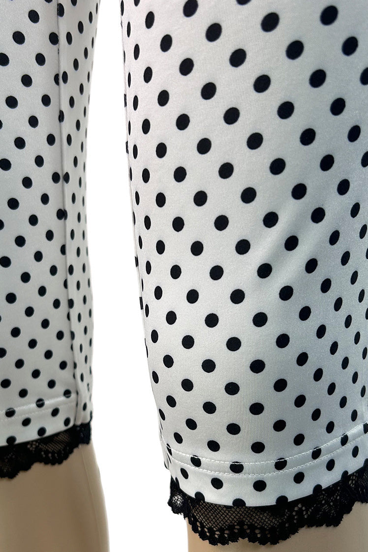 Polka Dot Lace Trim Capri Leggings Lavish Daily