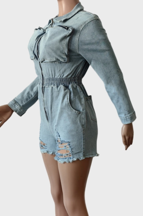 Denim Romper Lavish Daily