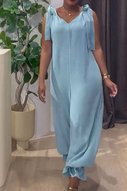 Bandage Casual Style Loose Jumpsuit Lavish Daily