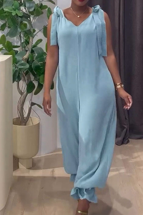 Bandage Casual Style Loose Jumpsuit Lavish Daily